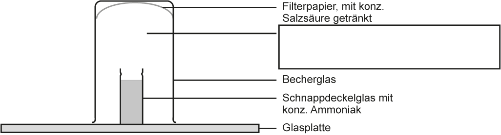 Versuchsaufbau: Reaktion von Chlorwasserstoffgas und Ammoniak