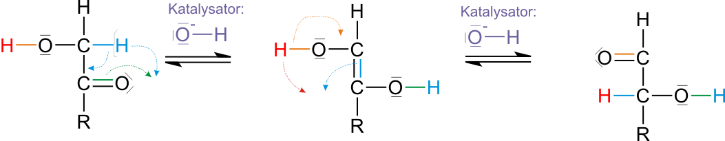 Strukturformel - Reaktionsgleichung der Keto-Enol-Tautomerie in Lewis-Schreibweise